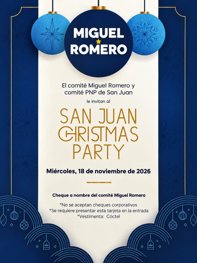 Invitación: San Juan Christmas Party, miércoles 18 de noviembre de 2026